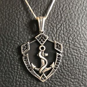 NWOT MARCASITE Gemstones and 925 Sterling Silver Anchor Pendant only